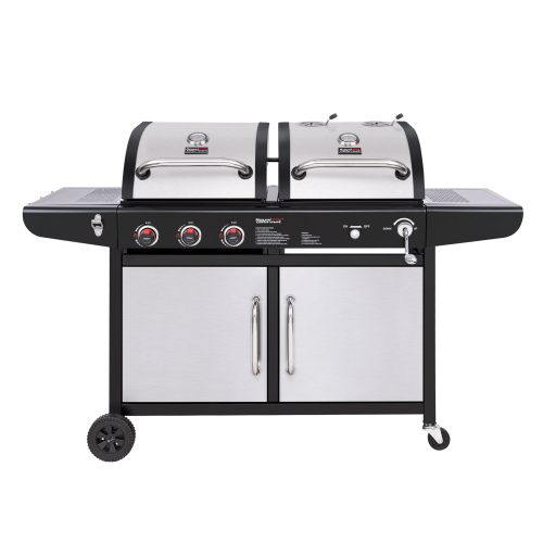 ROYAL GOURMET® ZH3002SN PREMIUM STAINLESS STEEL 3-BURNER GAS / CHARCOAL GRILL COMBO