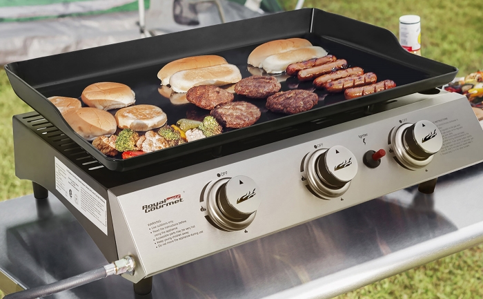 Royal Gourmet Portable Gas Grill 3-Burner Tabletop Griddle Outdoor BBQ  Camping