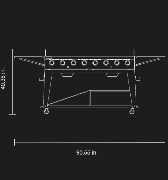 Royal Gourmet GB8003 8-Burner Event Propane GAS Grill with 2 Folding Side Tables in Black